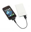 Przenośna ładowarka MEGAWATT : dla smartfonów i urządzeń zewnętrznych, z adapterami do iPhone 4, Micro USB, Mini USB - moc wyjściowa: 5 V - 1000 mA, wbudowana dioda LED, litowa-polimerowa bateria o pojemności : 2200 mAh, wł. kabel USB do ładowania (długoś