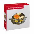 Grill stołowy "Raclette" z zakrytym grillem i 6 mniejszymi patelniami o izolowanych rączkach, odpowiedni dla 6 osób.