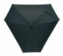Parasol z włókna szklanego &quot;Triangle&quot; laska i szyny z włókna szklanego, kolce z tworzywa sztucznego, pokryty gumą czarny uchwyt, poszycie polyester-pongee 190T, 3 szerokie i 3 wąskie kliny, pasek spinający na rzep.
