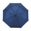 Parasol automatyczny typu golf "Subway" z czarną metalową laską, szynami i kolcami,  czarny, zaokrąglowny uchwyt z EVA z przyciskiem w kolorze srebrnym, poszycie: poliester-pongee ze specjalną wodoodporną powłoką, pasek spinający na rzep.