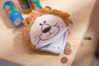 Pluszowy portfelik "Little money" z zamkiem i sercem do nadruku.