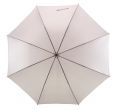 Olbrzymi parasol typu golf "Concierge" bardzo duża średnica - 180cm, na ok. 7 osób, laska i szyny z włókna szklanego, z zaworem bezpieczeństwa, plastikowe kolce, uchwyt pokryty gumową powłoką, poszycie i pokrowiec poliester pongee, zapięcie na r
