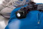 Latarka na głowę "Expedition" z 5 silnymi diodami LED, strumień światła ciągły lub migający, włącznik/wyłącznik, nylonowa regulowana taśma na głowę.