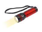 Latarka LED ZOOM : regulowany stożek światła (szeroki kąt i ostrość), z 2 trybami świecenia: światło stałe i migające, z błyszczącego metalu, przełącznik on/ off. Latarka wymaga 3 x AAA (brak w zestawie).