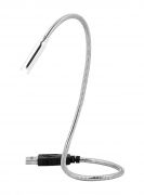 Lampka na USB VIPERE : na chromowanym, elastycznym ramieniu, jasne oświetlenie LED, z interfejsem USB, nie jest wymagane zasilanie zewnętrzne.