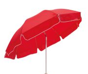 Słoneczny i plażowy parasoll &quot;Aloha&quot; : 2-częściowa laska metalowa z przegubem obrotowym, metalowe szyny, plastikowe kolce, poszycie poliester, segmenty parasola z szerokimi falbanami, poliestrowa torba w kolorze poszycia.