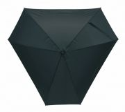 Parasol z włókna szklanego &quot;Triangle&quot; laska i szyny z włókna szklanego, kolce z tworzywa sztucznego, pokryty gumą czarny uchwyt, poszycie polyester-pongee 190T, 3 szerokie i 3 wąskie kliny, pasek spinający na rzep.