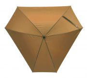 Parasol z włókna szklanego &quot;Triangle&quot; laska i szyny z włókna szklanego, kolce z tworzywa sztucznego, pokryty gumą czarny uchwyt, poszycie polyester-pongee 190T, 3 szerokie i 3 wąskie kliny, pasek spinający na rzep.