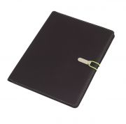 Portfolio &quot;Session&quot; w formacie DIN A4, zawiera notes, pętelkę na przybory do pisania, różne wsuwane kieszenie, metalowy haczyk z kolorową gumką do zamknięcia.