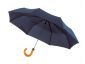 Męski parasol automatyczny "Lord" 3xskładana metalowa laska, szyny z metalu/włókna szklanego, drewniany, zaokrąglony uchwyt, poszycie: poliester-pongee ze specjalną wodoodporną powłoką, pasek spinający na rzep.