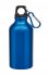 Aluminiowa butelka "Transit" z karabińczykiem w kolorze butelki i zamknięcie na plastikowy zatrzask, poj. 400 ml.