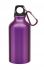 Aluminiowa butelka "Transit" z karabińczykiem w kolorze butelki i zamknięcie na plastikowy zatrzask, poj. 400 ml.