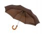 Męski parasol automatyczny "Lord" 3xskładana metalowa laska, szyny z metalu/włókna szklanego, drewniany, zaokrąglony uchwyt, poszycie: poliester-pongee ze specjalną wodoodporną powłoką, pasek spinający na rzep.