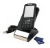 Podstawka pod telefon "Eden" z czytnikiem kart SD, Micro SD, MS i M2 (zawiera kabel USB), gumowany stojak na telefon i srebrzysta metalowa powierzchnia na reklamę.