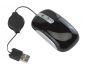 Mini mysz na USB INPUT : z 2 przyciskami i scrollem, rozdzielczość: 800 dpi, kabel USB (długość ok. 75 cm.) i bęben kablowy, ultra płaski kształt i niewielka waga, Plug + Play (oprogramowanie nie jest wymagane).