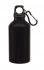 Aluminiowa butelka "Transit" z karabińczykiem w kolorze butelki i zamknięcie na plastikowy zatrzask, poj. 400 ml.