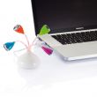 4 portowy hub USB w kształcie kwiatków z diodą LED, porty w kolorach pomarańcz, błękit, róż, zieleń