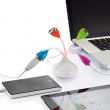 4 portowy hub USB w kształcie kwiatków z diodą LED, porty w kolorach pomarańcz, błękit, róż, zieleń