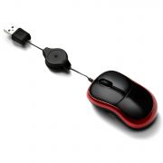 Mini mysz optyczna USB 2.0 z czarnym chowanym przewodem ok. 69 cm