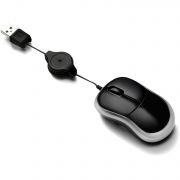 Mini mysz optyczna USB 2.0 z czarnym chowanym przewodem ok. 69 cm