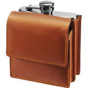 Piersiówka 180 ml w skórzanym etui