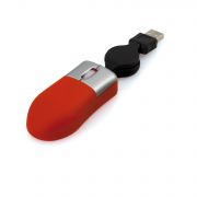 Mini mysz USB z czarnym chowanym przewodem